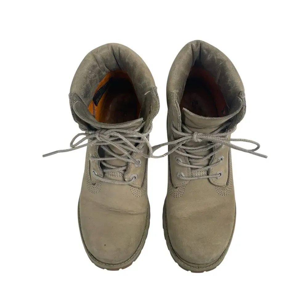 Timberland Beige Tan Suede Lace Up Waterproof Combat Ankle Boots Booties Size 7M